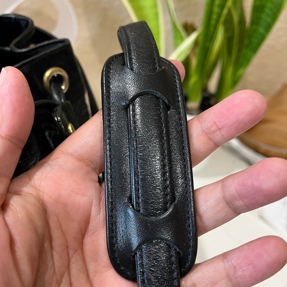 MCM VINTAGE MINI DRAWSTRING BUCKET BLACK LEATHER BAG - Picture 7 of 13